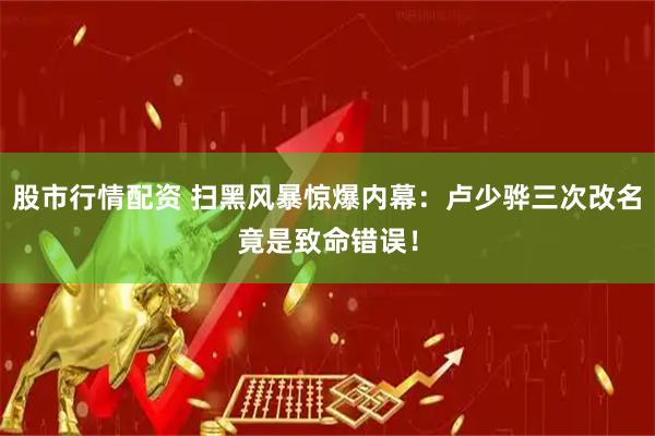 股市行情配资 扫黑风暴惊爆内幕：卢少骅三次改名竟是致命错误！